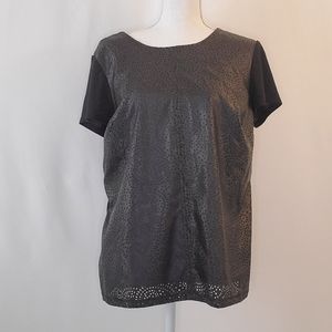 Jaclyn Smith black purple blouse L